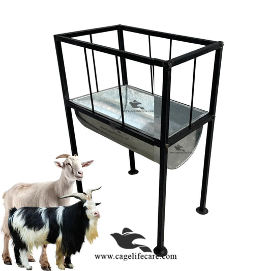 Goat & Sheep Stainless Steel Feeding Bucket with Foldable Stand
