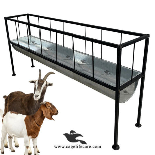 Large Goat & Sheep Stainless Steel Feeding Bucket with Foldable Stand