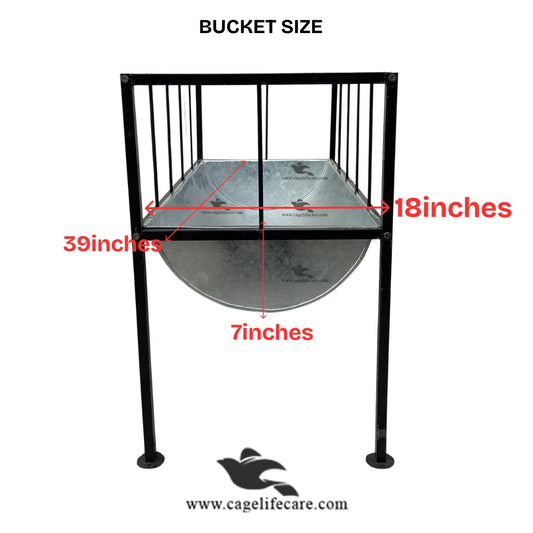 Goat & Sheep Grill Steel Feeding Bucket with Foldable Stand (18 inch)