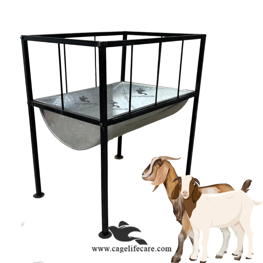 Large Goat & Sheep Stainless Steel Feeding Bucket with Foldable Stand