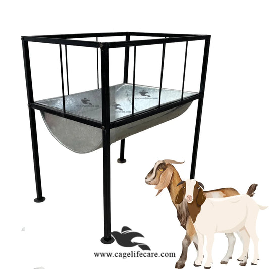 Large Goat & Sheep Stainless Steel Feeding Bucket with Foldable Stand