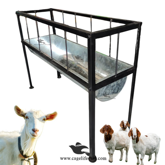Goat & Sheep Metal Feeding Bucket with Foldable Stand – 14 Portions