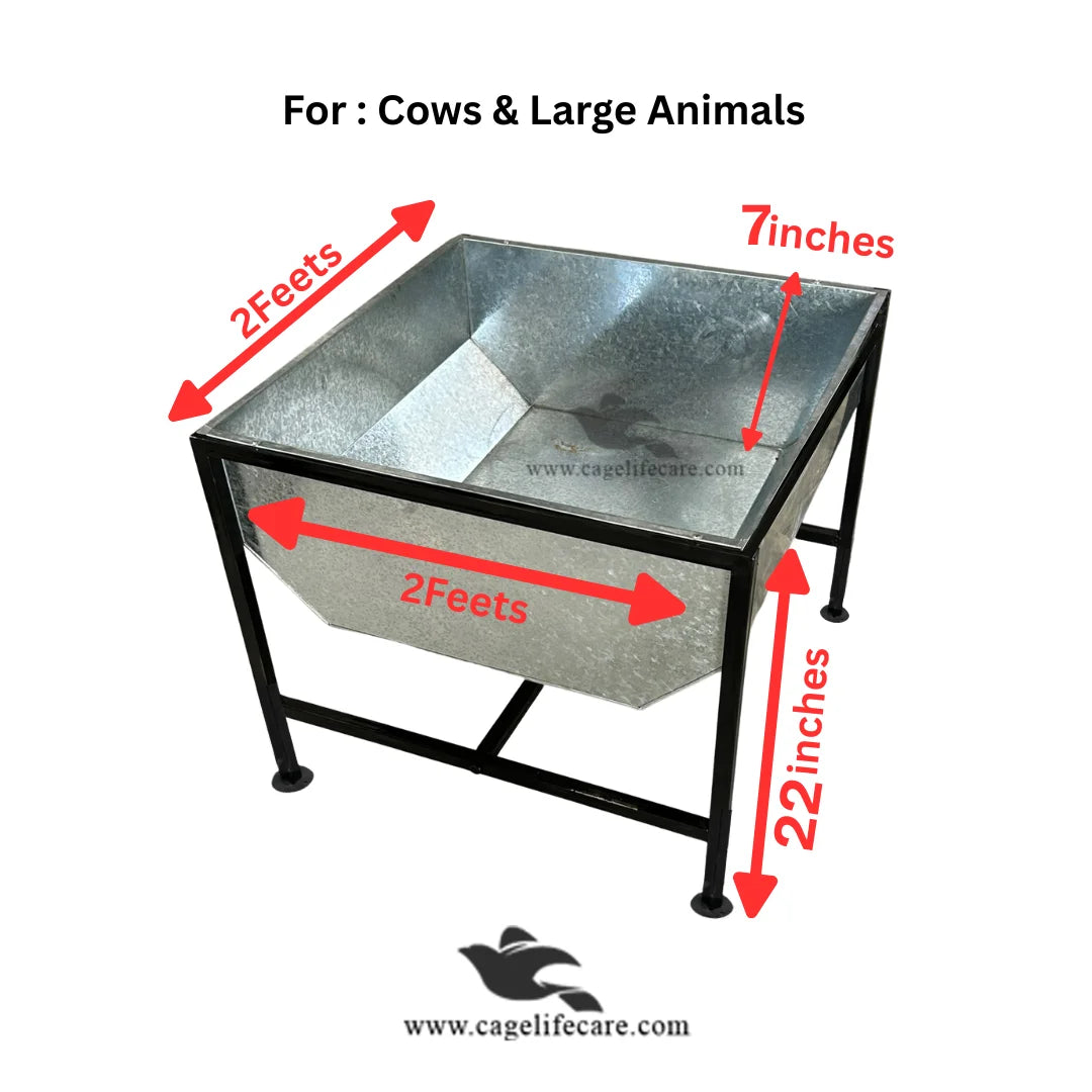 Cow and buffalo square feeding bucket with foldable stand
