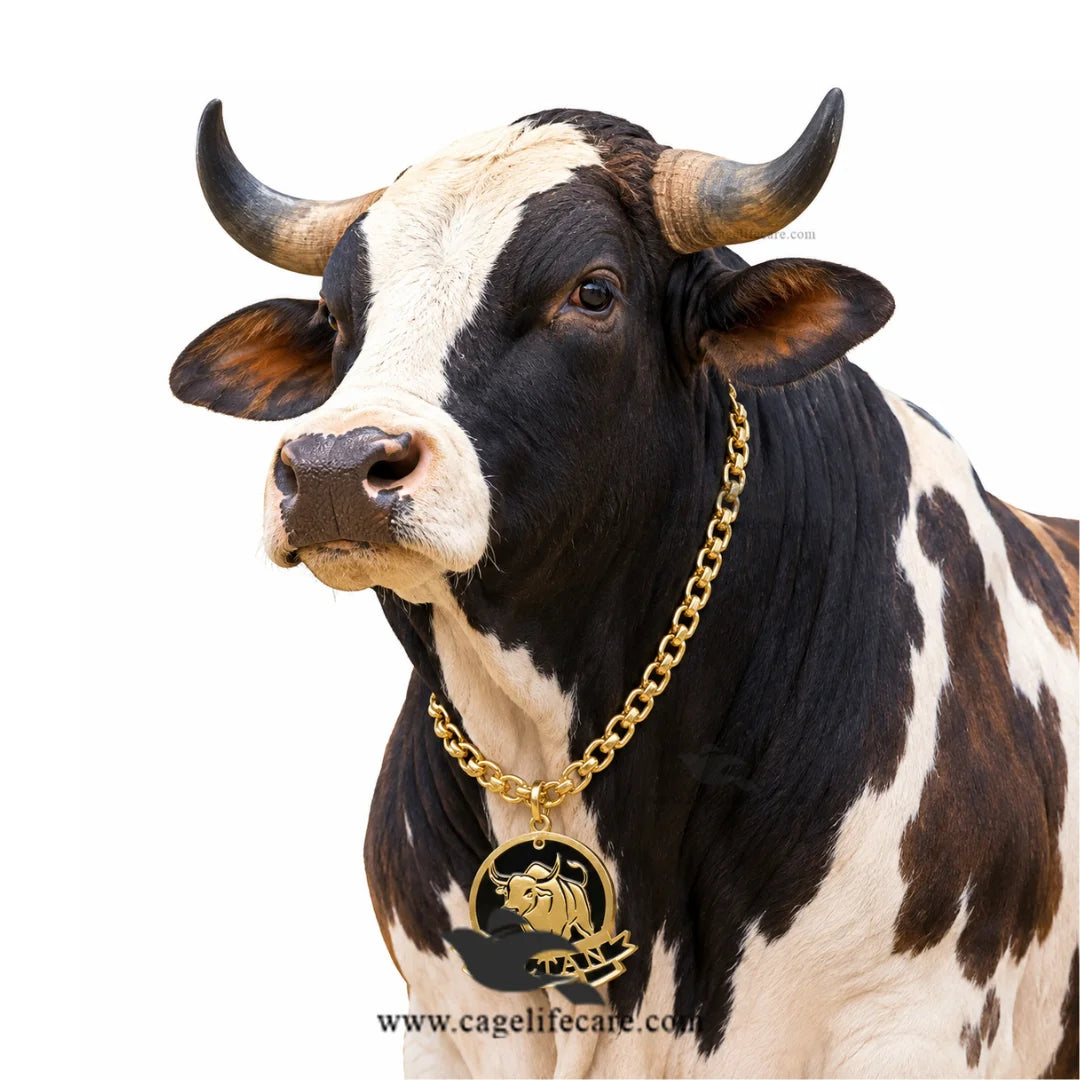 Fancy golden cattle and bull neck chain with logo