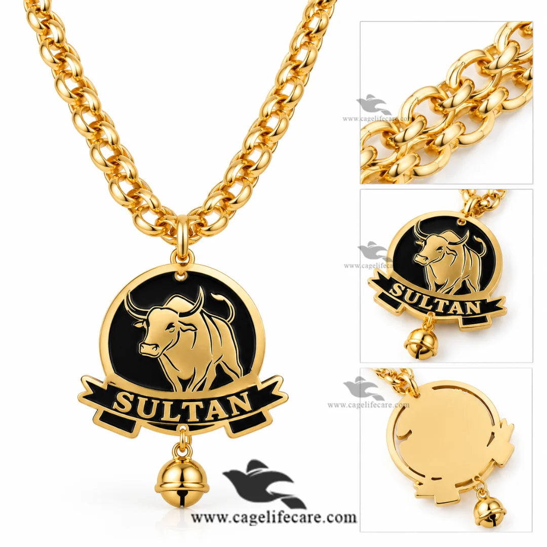 Golden steel necklace chain for cattle and bulls