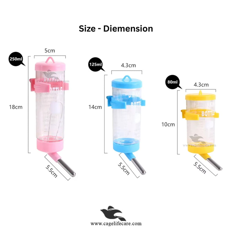 Hamster Water Bottle Drinker for Small Animals & Birds