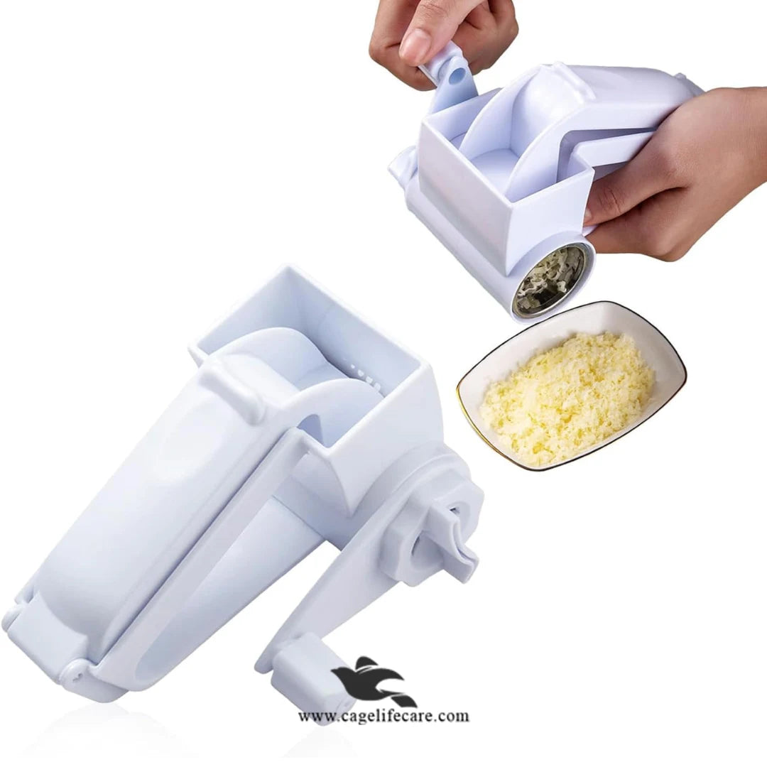 Durable rotary cheese grater with sharp blades