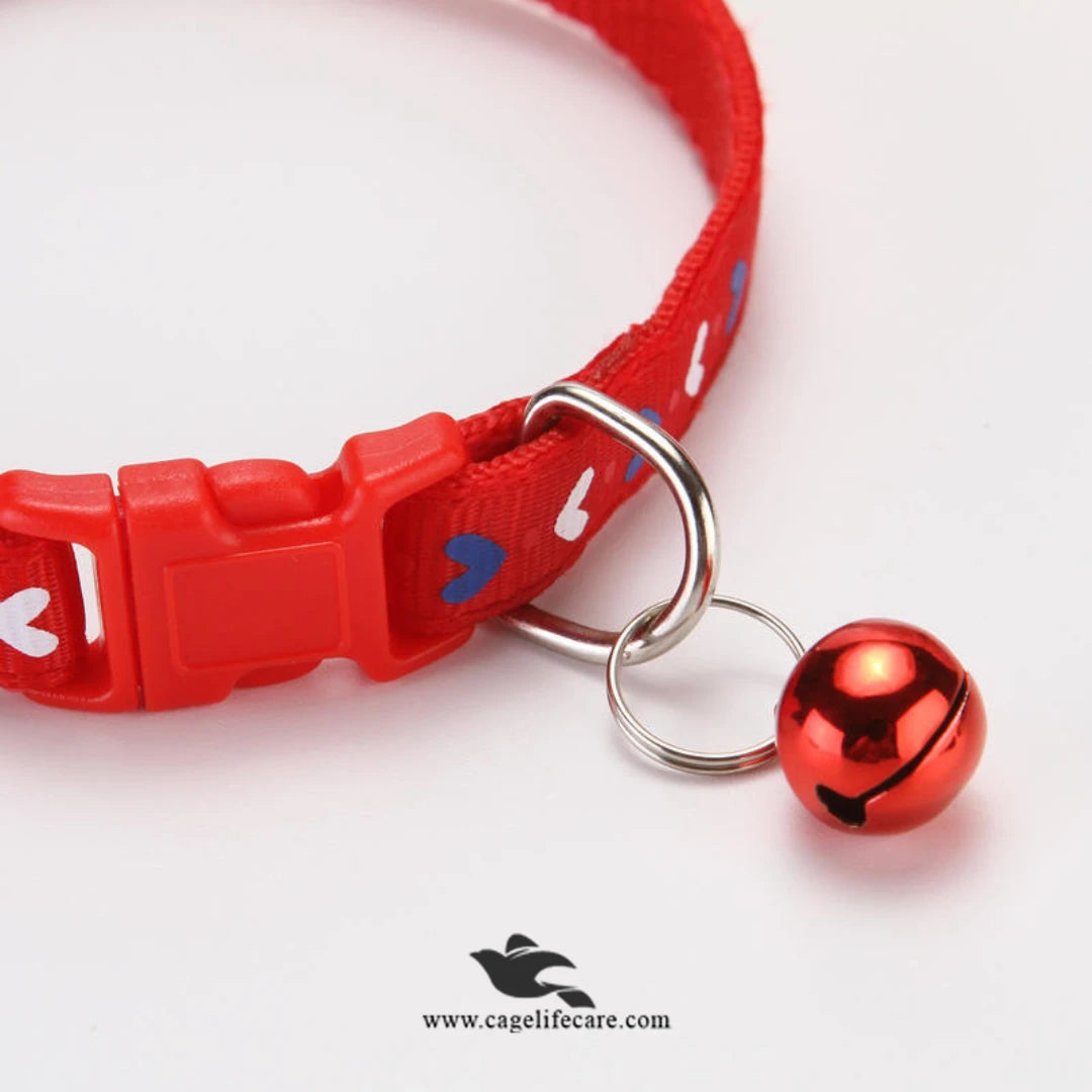 Heart Print Cat Collar with Bell – Adjustable & Stylish for Cats