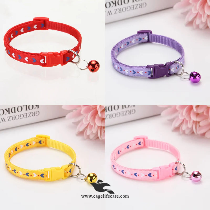 Heart Print Cat Collar with Bell – Adjustable & Stylish for Cats