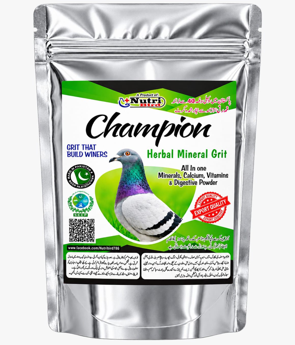 Champion Herbal Mineral Grit for Pigeons – All-in-One Digestive, Calcium & Breeding Support