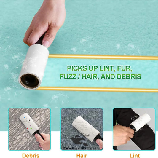Pet hair remover roller for cats and dogs