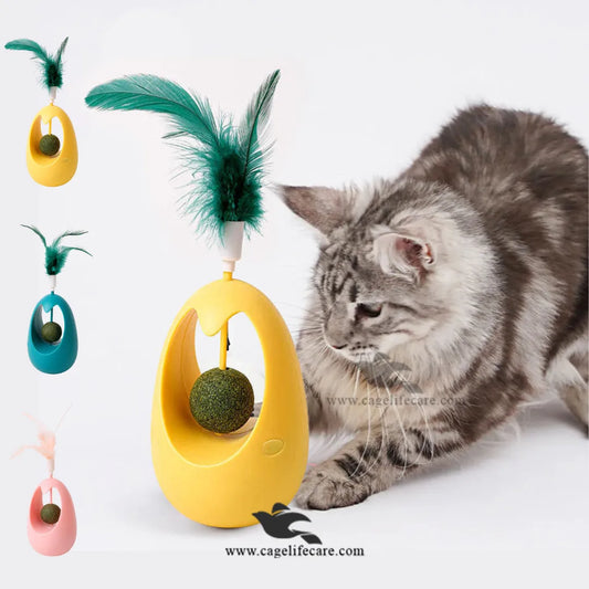 Yellow Catnip Tumbler Egg-Shaped Toy for Cats