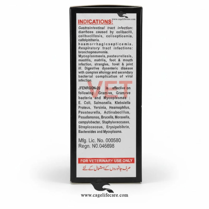 JFENRGON-20% – Enrofloxacin 200 mg/ml Antibiotic for Livestock & Poultry