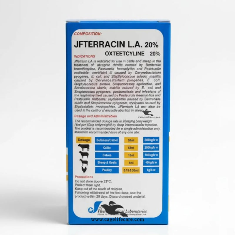 JFterracin LA Injection – 20% Long-Acting Oxytetracycline for Livestock & Poultry