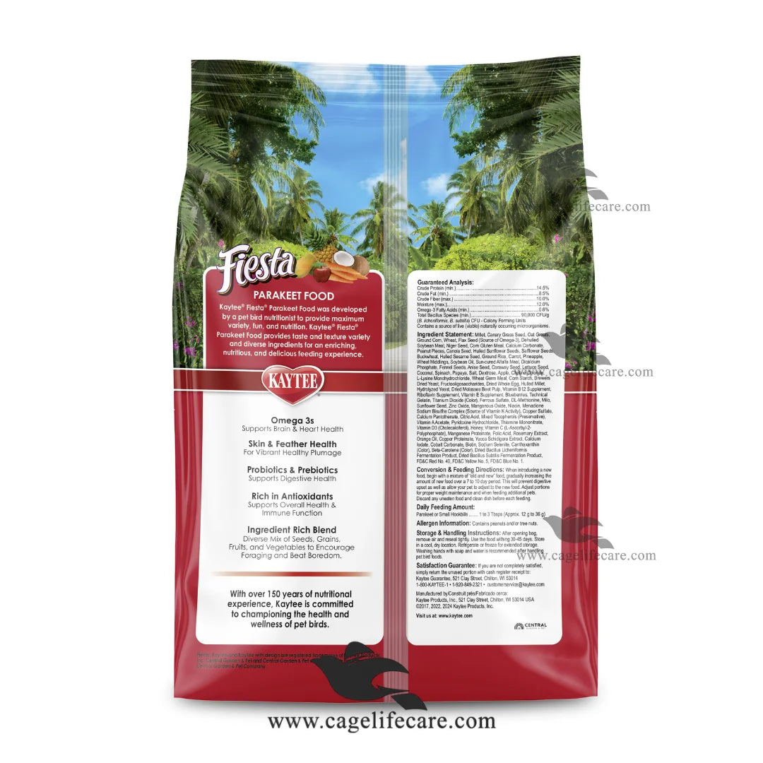 Kaytee Fiesta complete daily diet for parakeets and small hookbill parrots