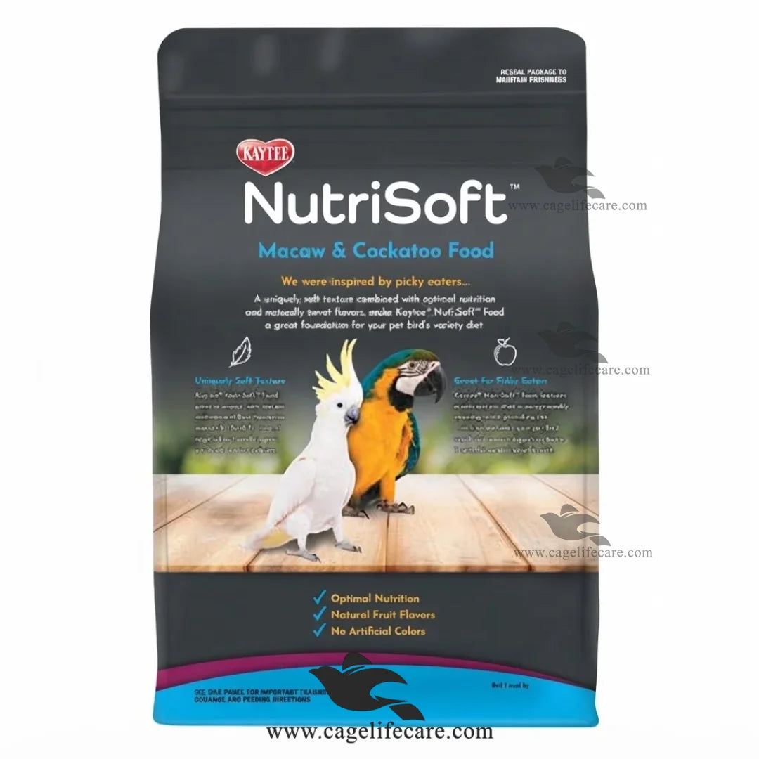 Kaytee NutriSoft parrot food with Omega-3 and Omega-6 for skin and feather support