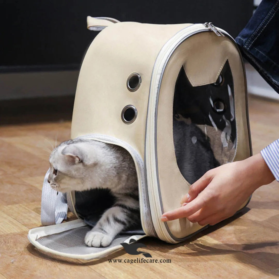 Kitty Face Window Cat & Small Dog Carry Bag – Imported PU Leather (M#6)