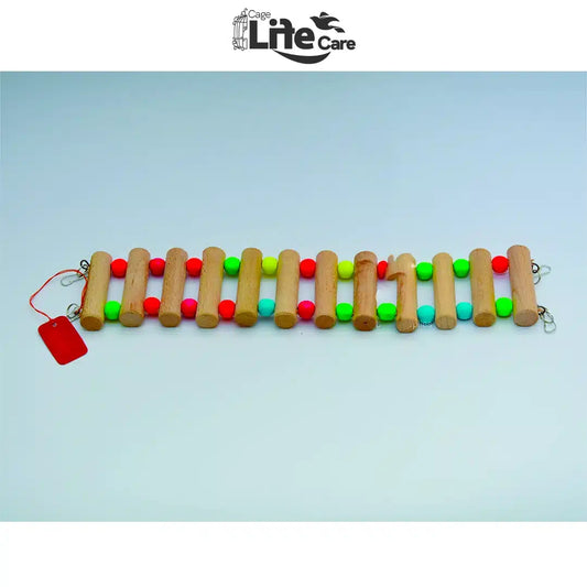Wooden Ladder Bird Toy – Colorful Climbing Fun for Birds