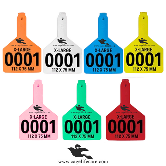 Red orange yellow green blue white and pink Jumbo Zee Tags for livestock animals
