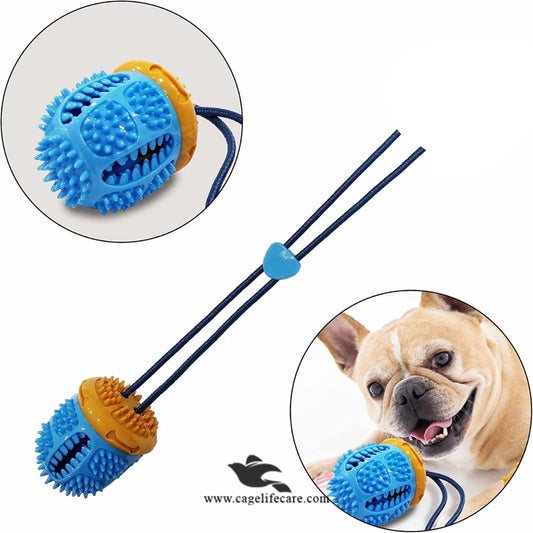 Large dog teether rope ball with treat dispenser