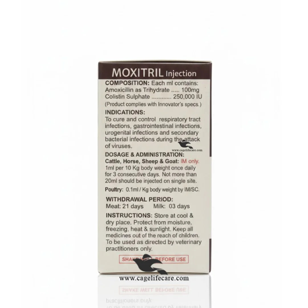 Moxitril injection for respiratory infections in cattle