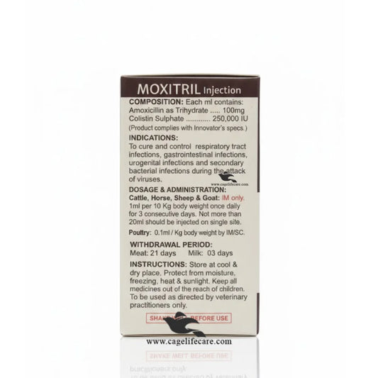 Moxitril injection for respiratory infections in cattle