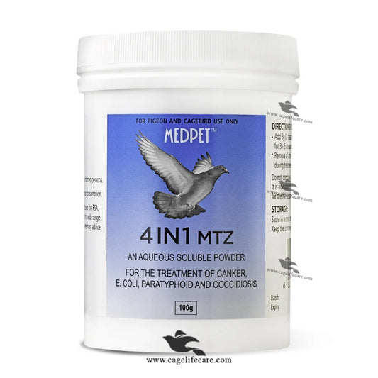 Medpet 4-in-1 Powder for Pigeons & Birds – Canker, E.Coli, Salmonella & Coccidiosis Treatment