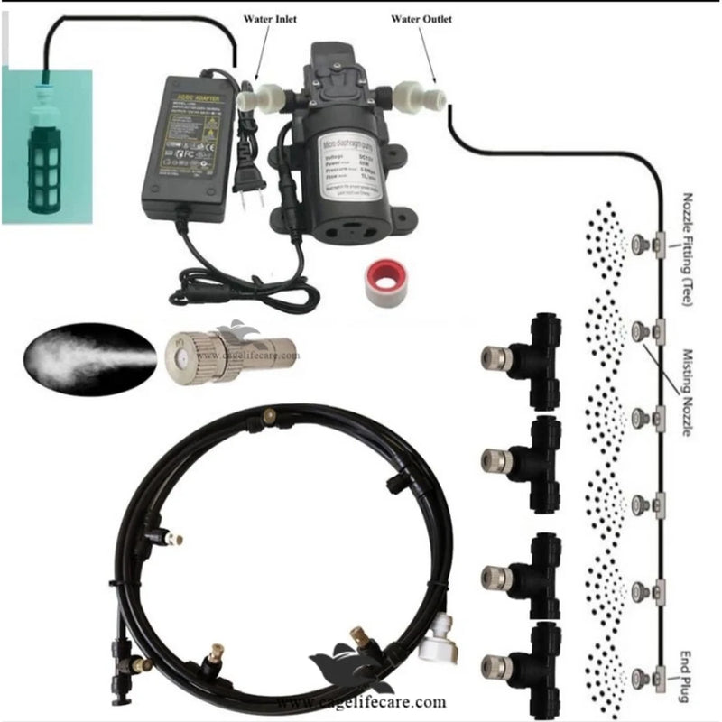 Mist System Set with 8 Shower Nozzles – Humidity Control Kit