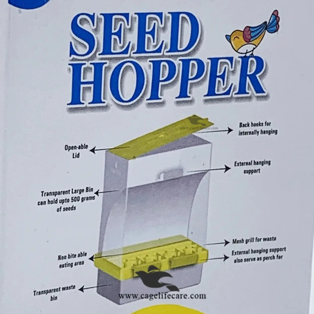 No Mess Seed Hopper For Parrots & Other Birds