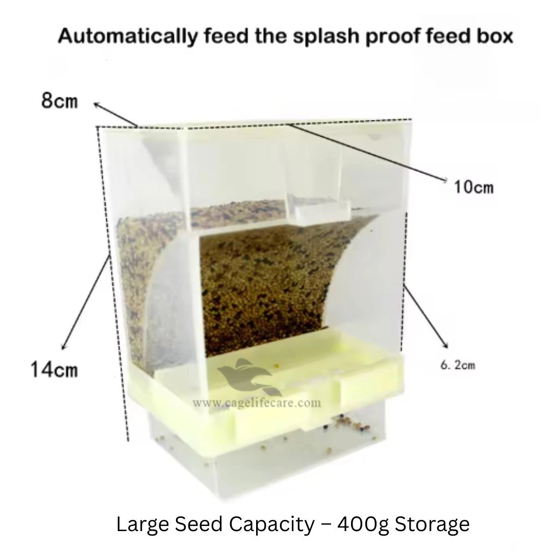 No Mess Seed Hopper for Finches & Small Birds Diamention