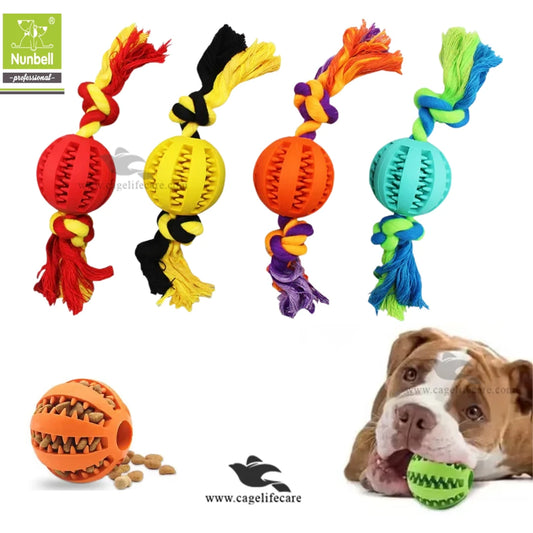 Nunbell Dog Treat Ball with Rope Toy – Interactive Chew & Play for Dogs