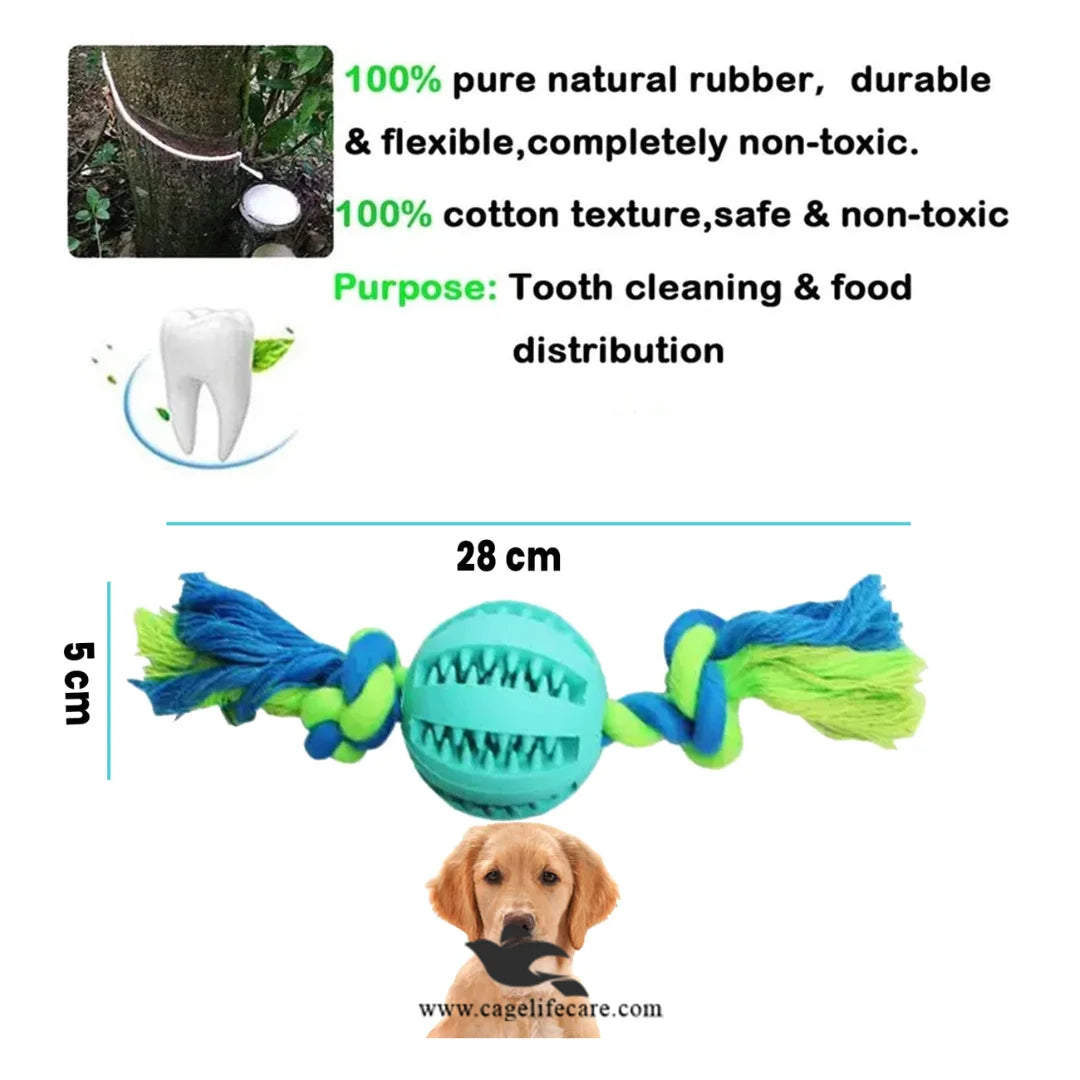 Nunbell Dog Treat Ball with Rope Toy – Interactive Chew & Play for Dogs