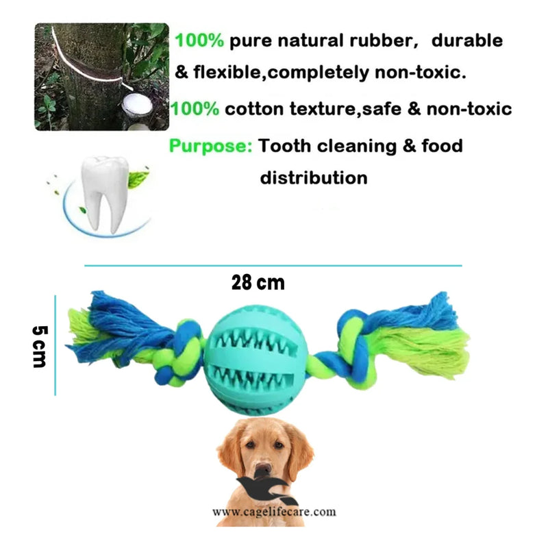 Nunbell Dog Treat Ball with Rope Toy – Interactive Chew & Play for Dogs