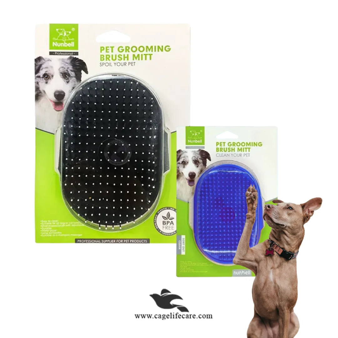 Nunbell Hand Brush – Slicker Grooming Glove for All Pets, Soft Touch & Easy Cleaning