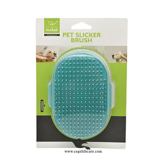 Nunbell Hand Brush – Slicker Grooming Glove for All Pets, Soft Touch & Easy Cleaning