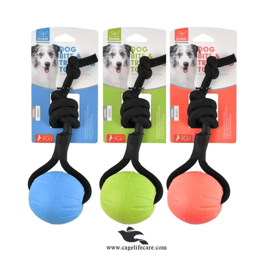 Nunbell Rubber Ball with Rope – Dog Bite & Training Toy