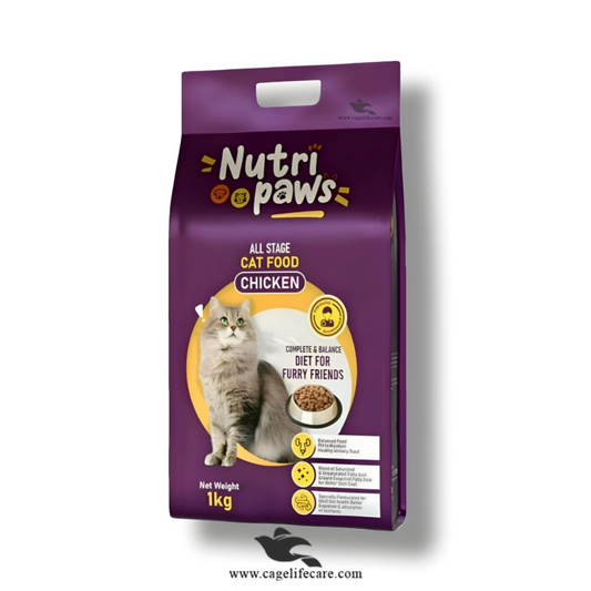 Nutri Paws Cat Food – All Age Stages (1 KG, Chicken Flavor)