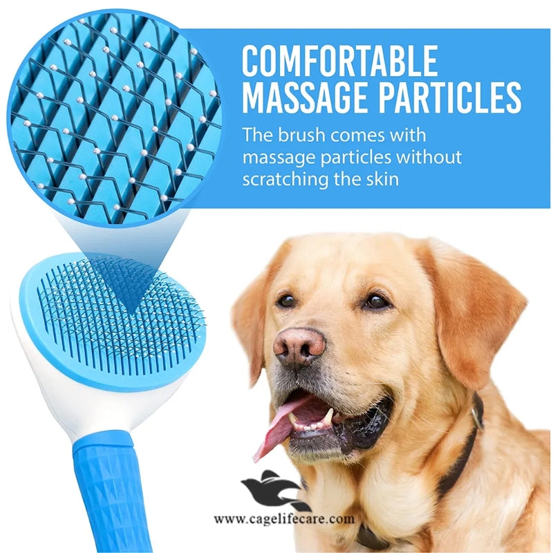 Oval Self-Cleaning Grooming Brush for Cats & Dogs – Push Button (Imported)