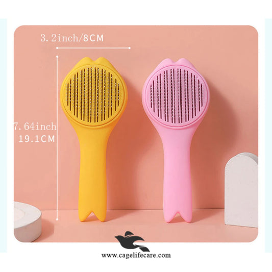 Cat Grooming Brush with Push Button Hair Remover – Paw Design