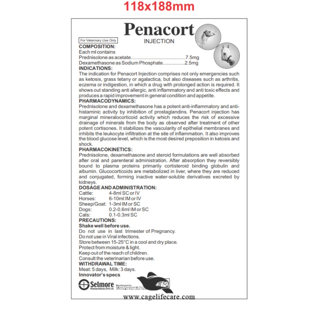 Anti-inflammatory steroid injection Penacort for livestock