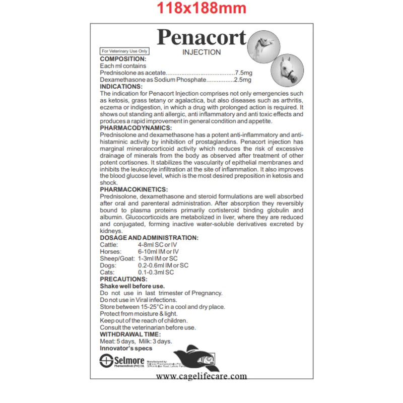 Penacort Injection – Anti-inflammatory, Anti-allergic & Anti-toxic Steroid Therapy for Livestock