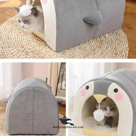 Penguin Cat & Dog Bed 2-in-1 – House & Bed For Pets