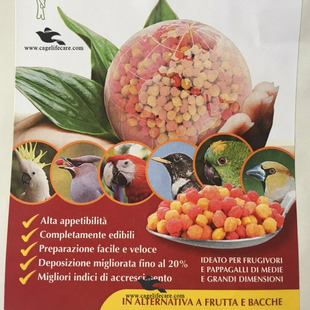 Perle Morbide Fruits Red – Premium Soft Food for Parrots & Frugivorous Birds
