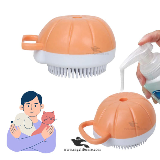 Pet bath glove with shampoo dispenser for dogs and cats