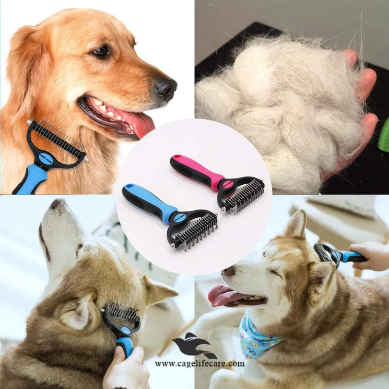 Pet Hair Dematting Comb – Two-Sided Grooming Tool for Cats & Dogs (Imported)