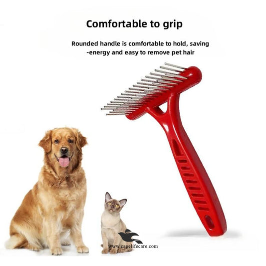 Pet Rake Comb with 2 Rows Stainless Steel Teeth – Anti-Static Grooming Tool