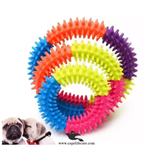 Pet Ring Rainbow Spike Teether for Puppies and Dogs