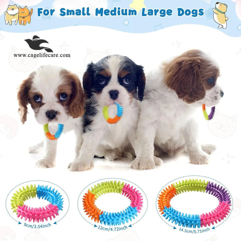 Pet Ring Rainbow Spike Teether – Durable Chew Toy for Puppies & Dogs