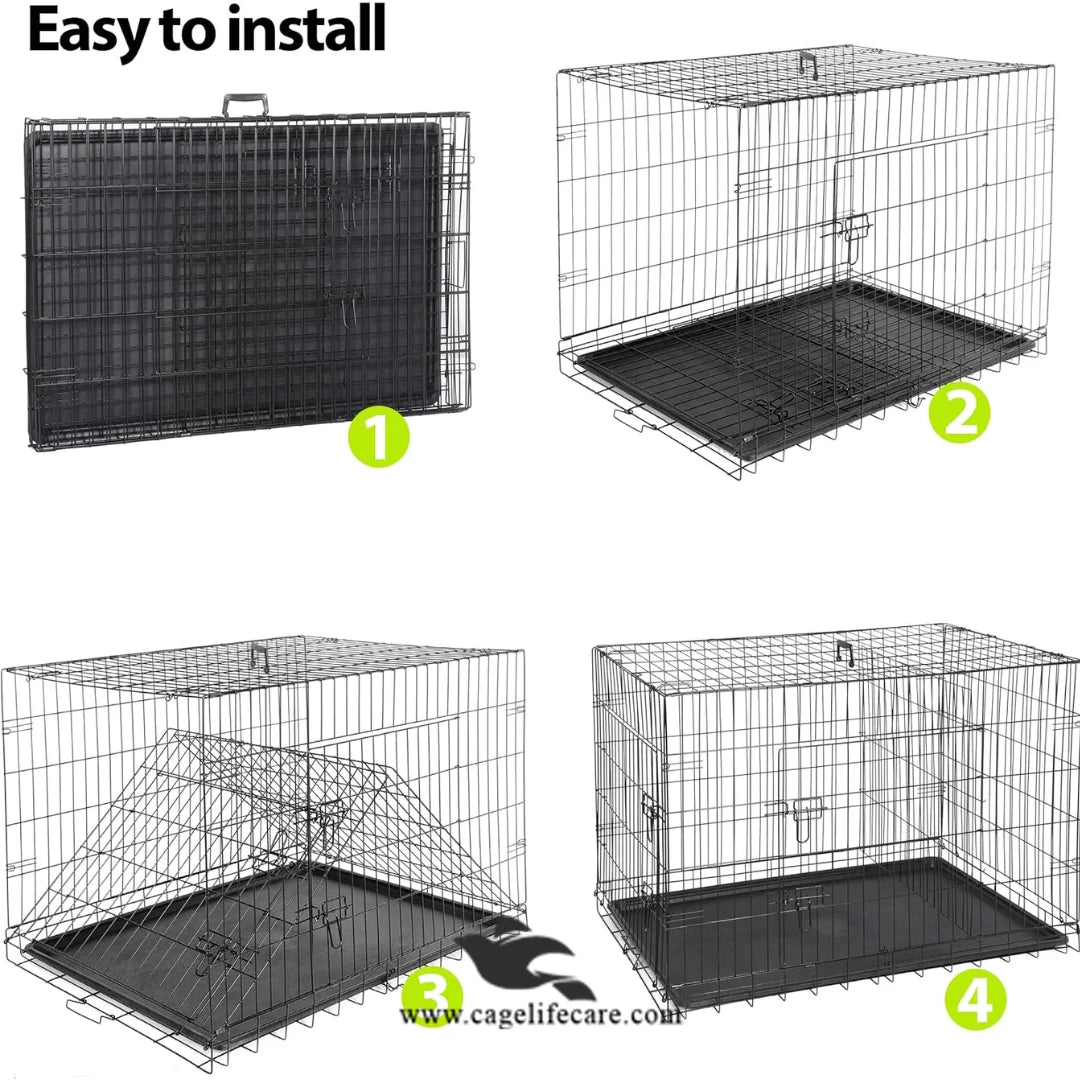 Foldable cage with plastic bottom tray