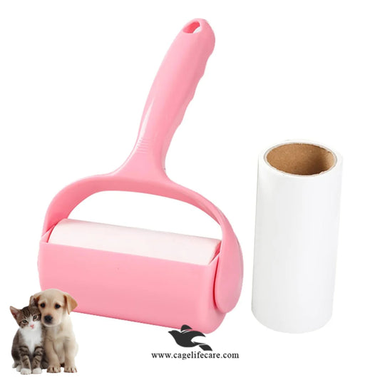 Pink lint roller with dust cover and refills for pet hair removal